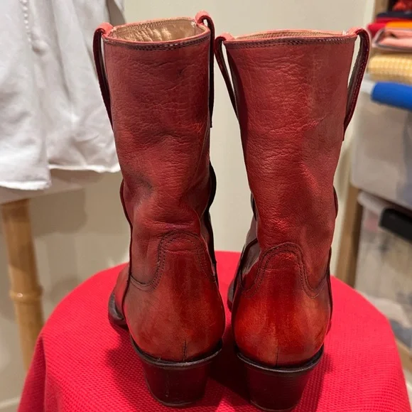 Cole Haan Red Leather Heeled Boots - Picture 9 of 10